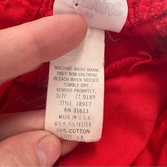 Vintage Disney Winnie the Pooh Red Long Sleeve Ruffle Lace Bow Tie Dress Size 6X - Picture 10 of 12